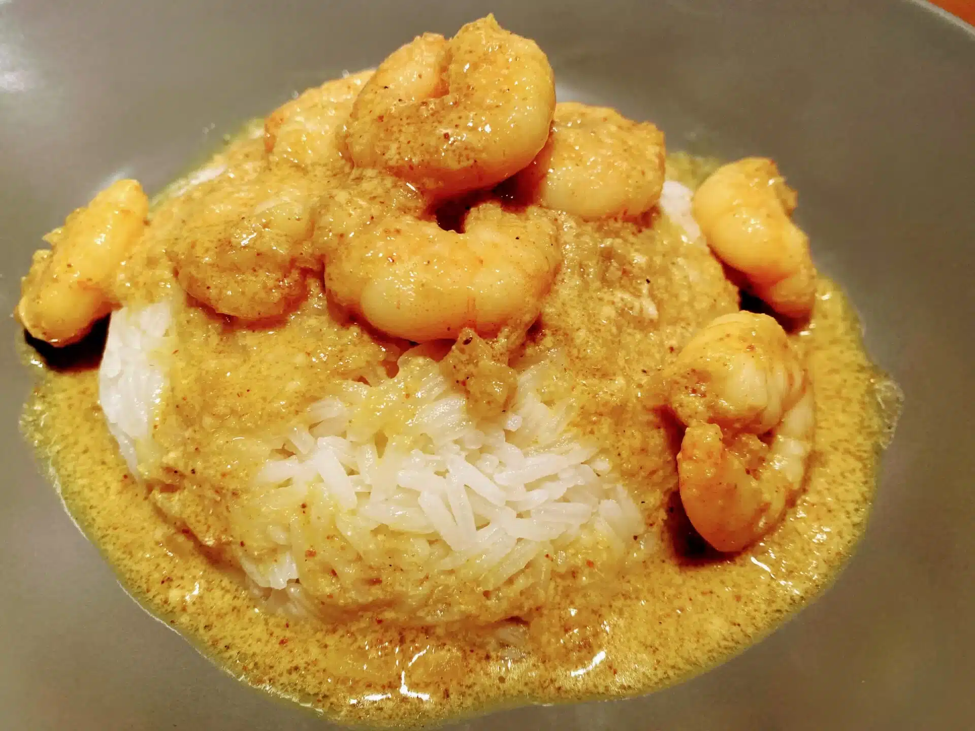 Crevettes curry coco