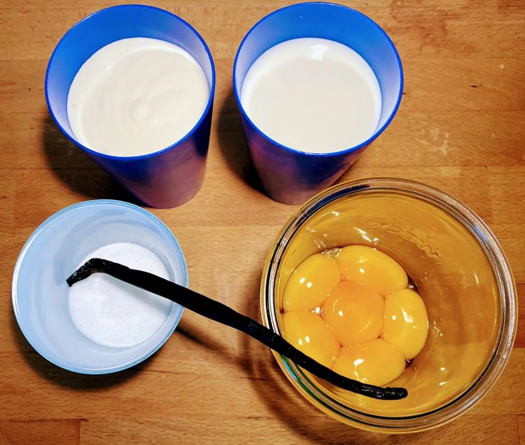 Ingrédients pour la crème anglaise facile et inratable