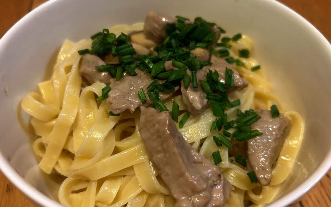 Tagliatelles au veau et champignons