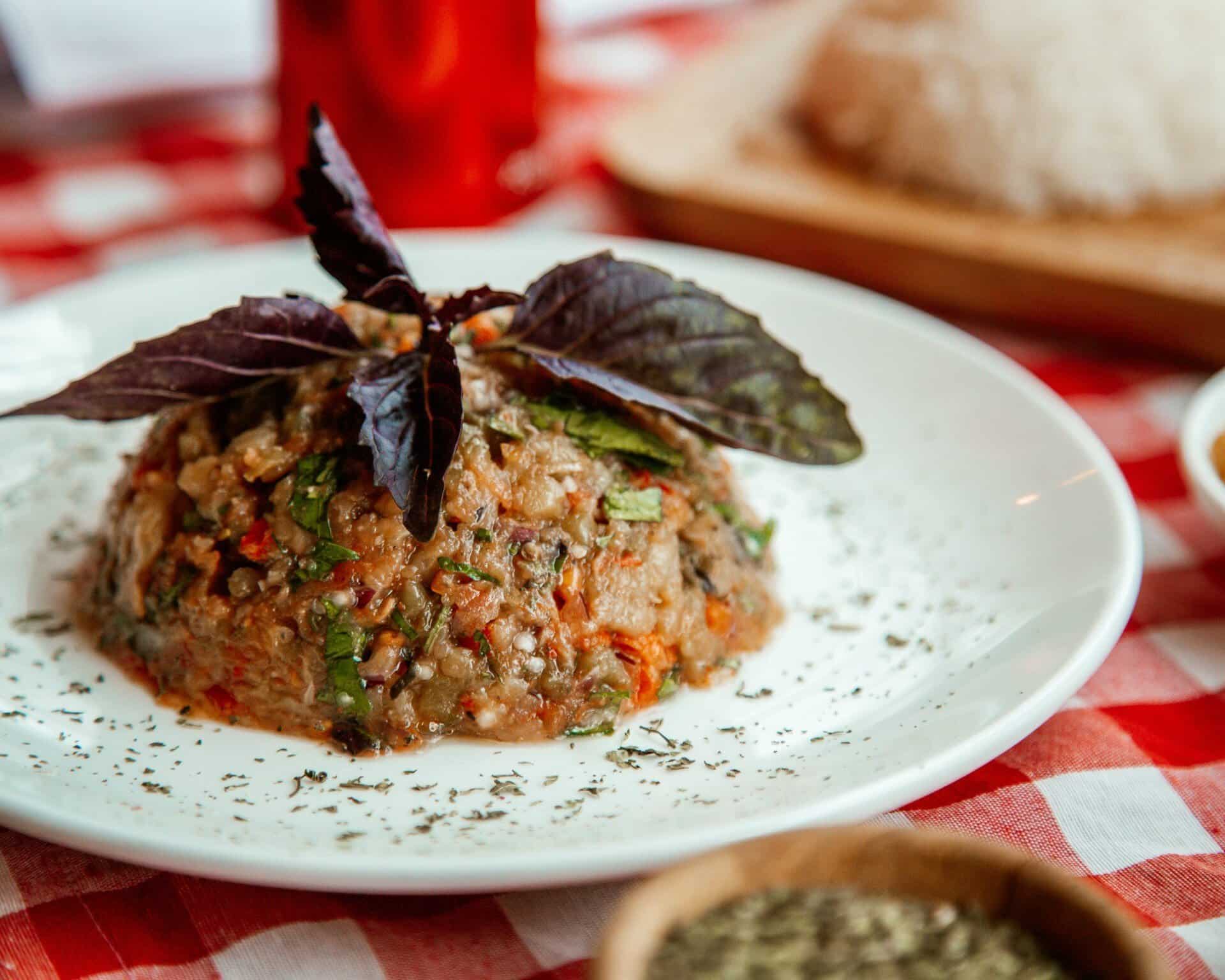 Eggplant Caviar Served With Basil Eggplant Caviar Served With Basil