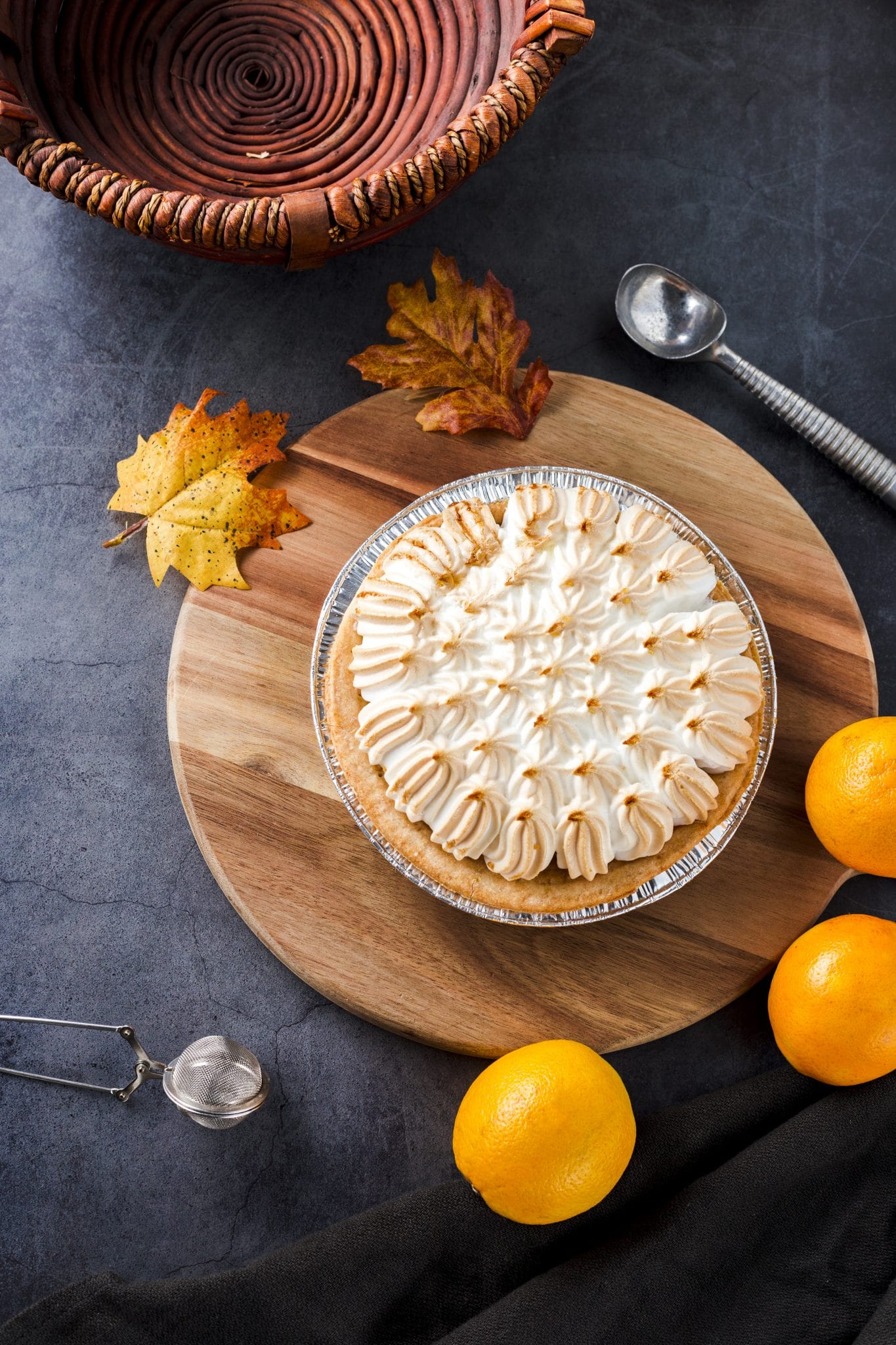 High Angle View Orange Meringue Pie Scaled