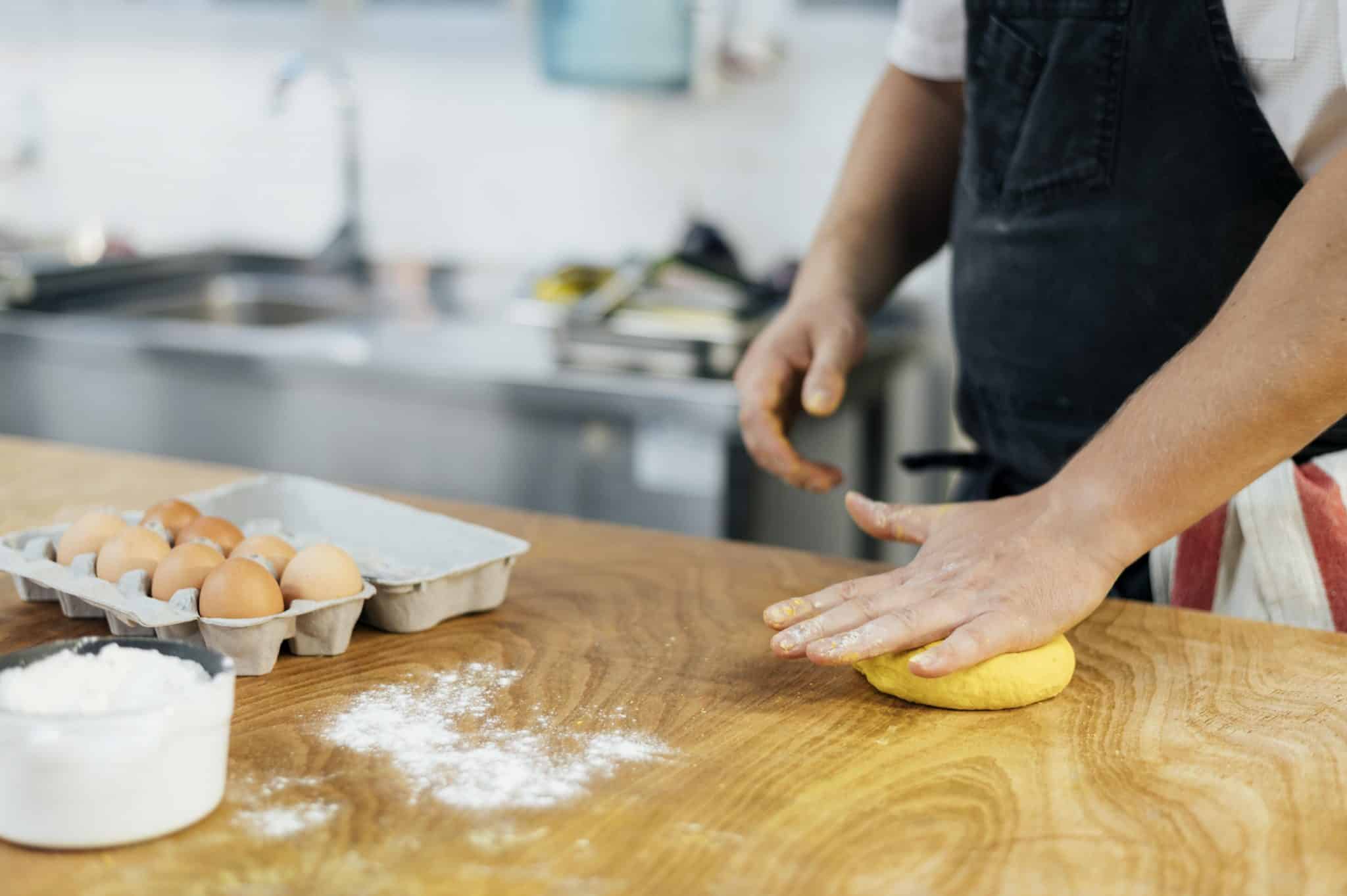 Male Chef Kneading Pasta Dough Scaled