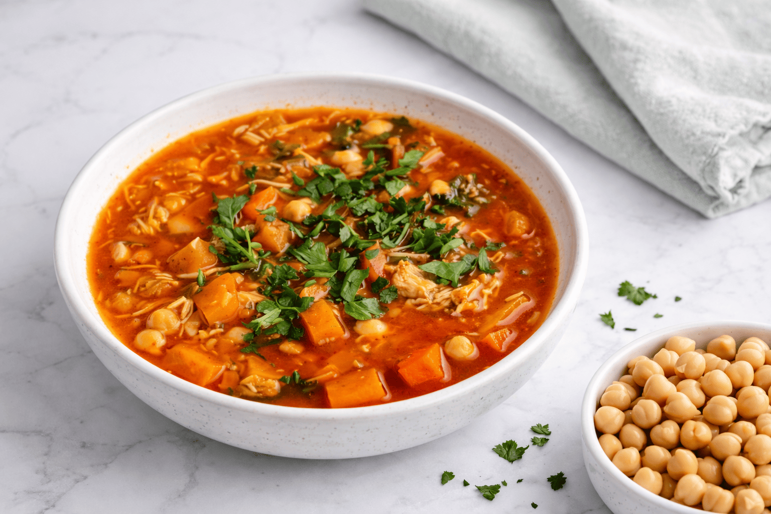 Une soupe aux pois chiches inspirée du Maghreb, parfaite pour l’hiver