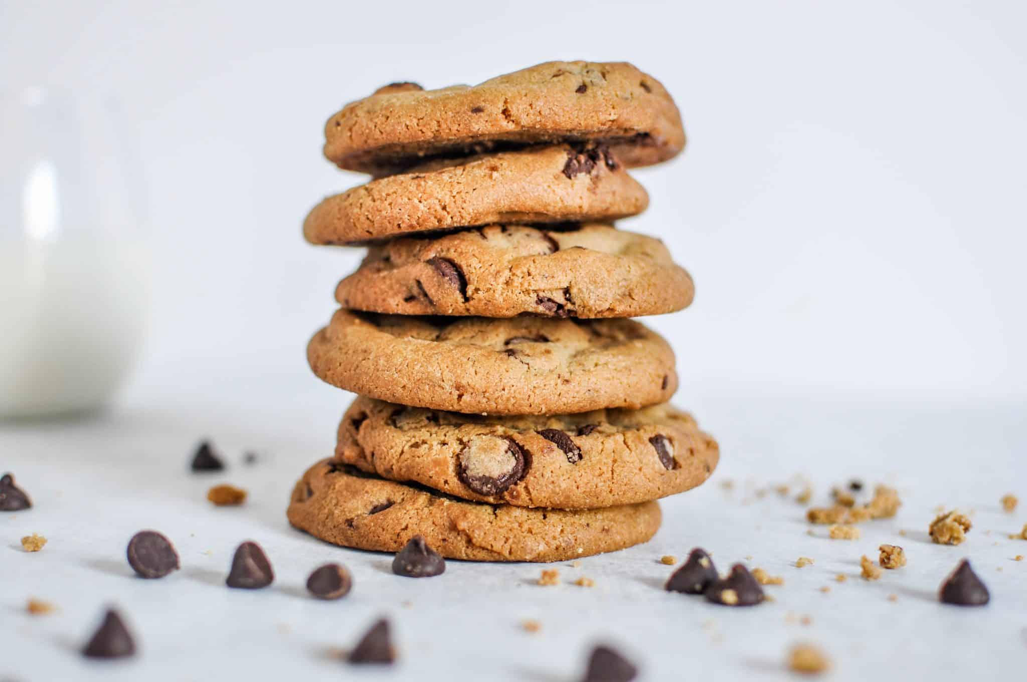 Wide Selective Closeup Shot Of Stack Of Baked Chocolate Cookies Scaled